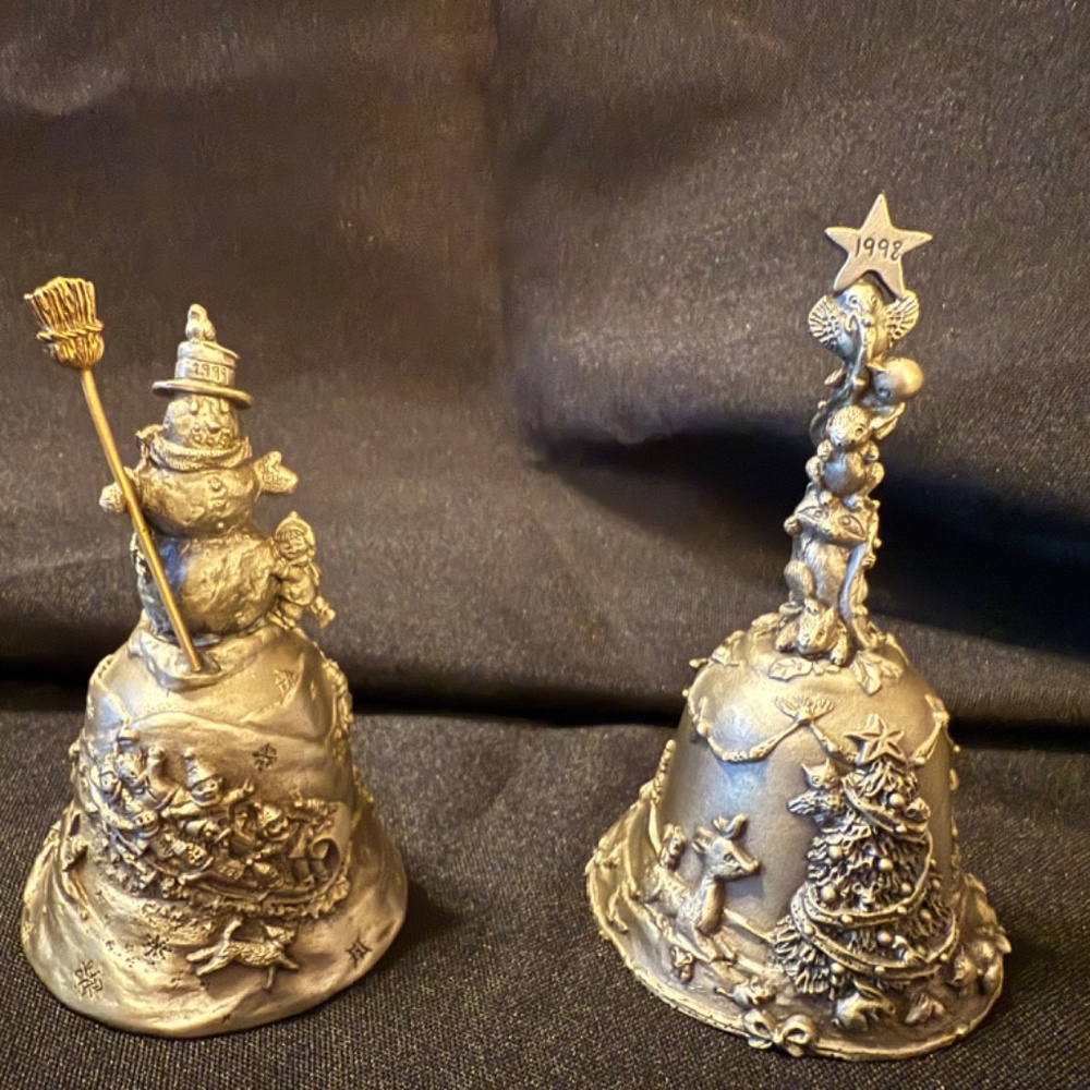Set of 2 Fort Pewter Christmas Bells